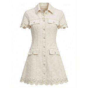 Self-Portrait Women Broderie Denim Mini Dress